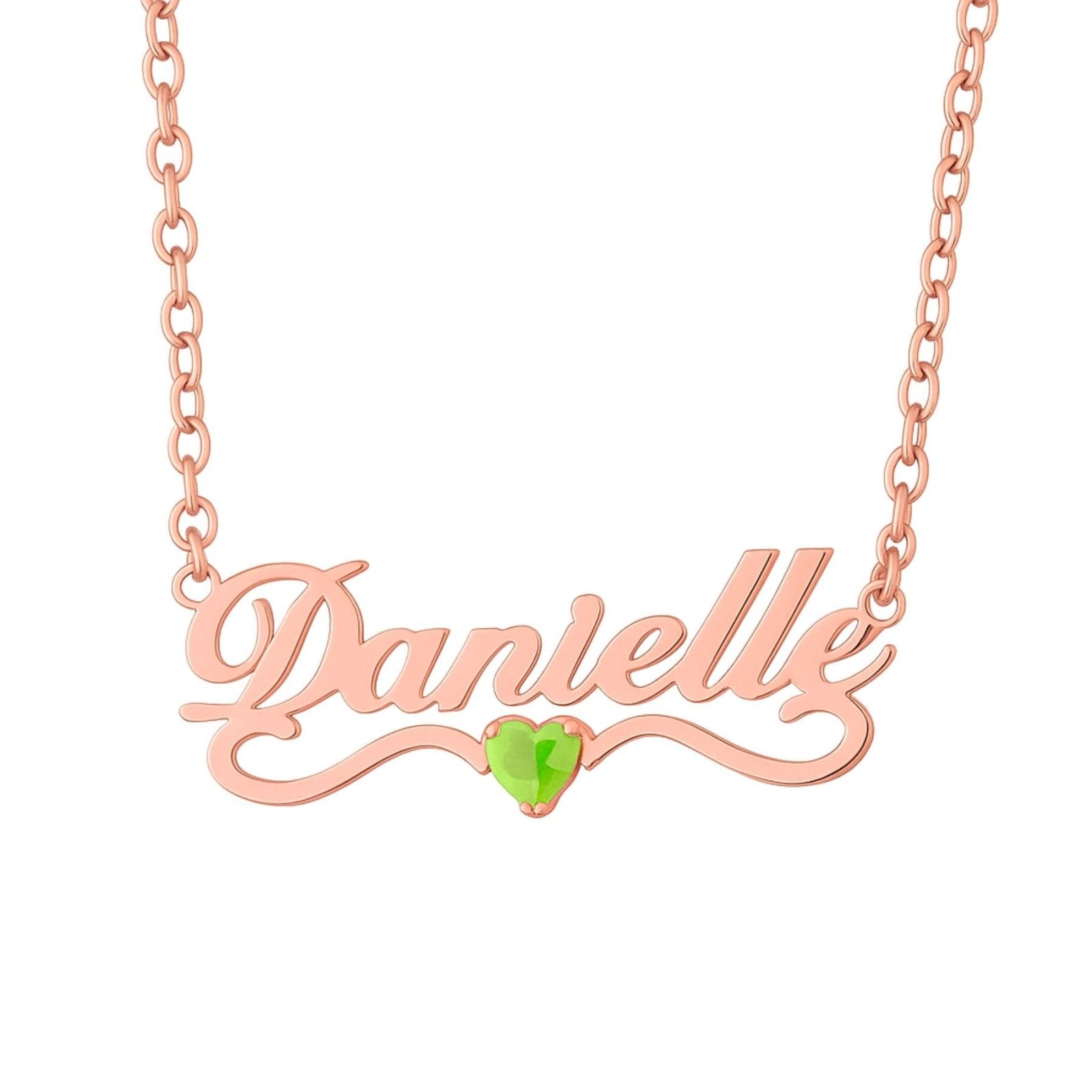 Collier prénom personnalisé, en acier inoxydable, avec pierre de naissance en forme de cœur, modèle Gioia