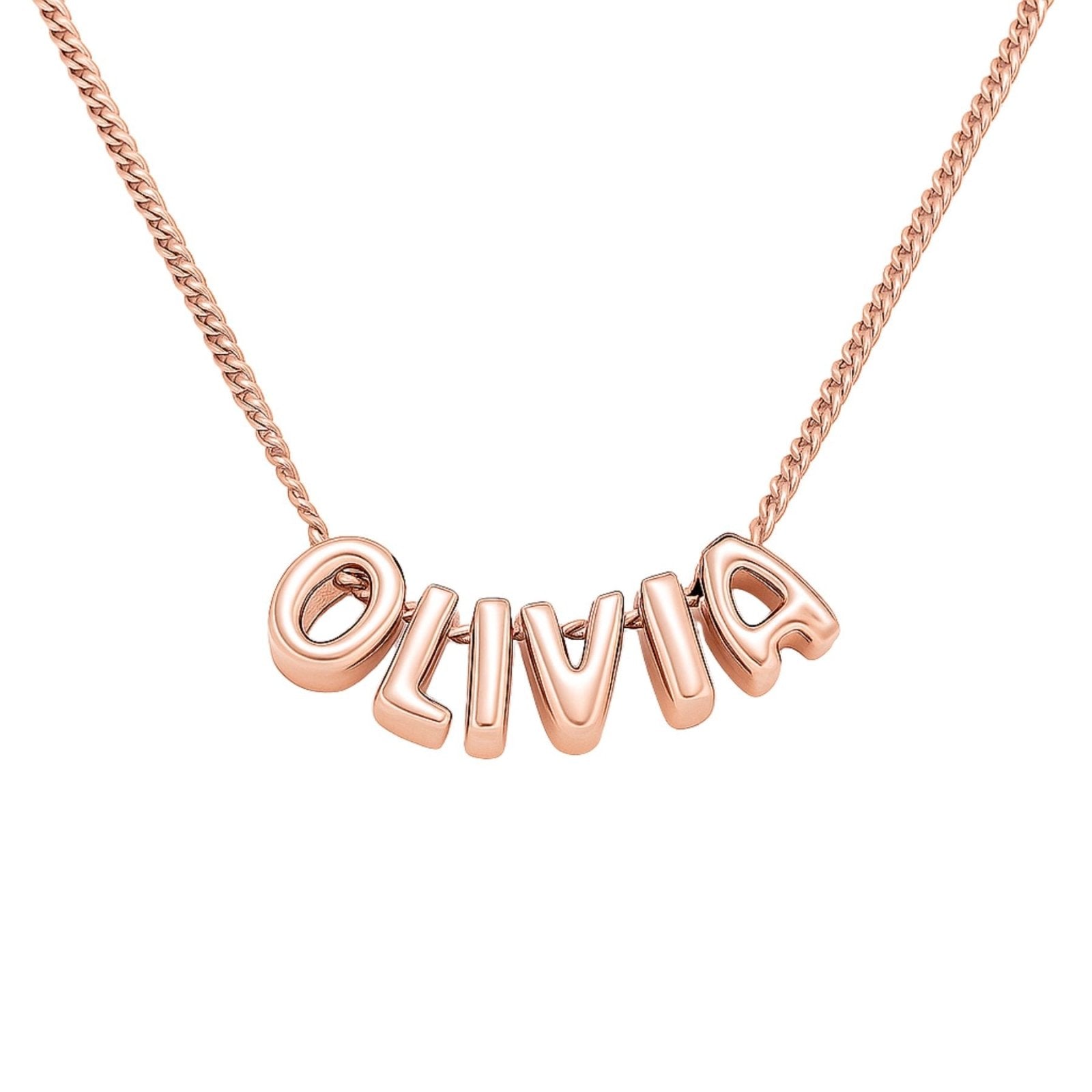 Collier prénom personnalisé, lettres 3D, chaîne fine en acier inoxydable, or ou argent