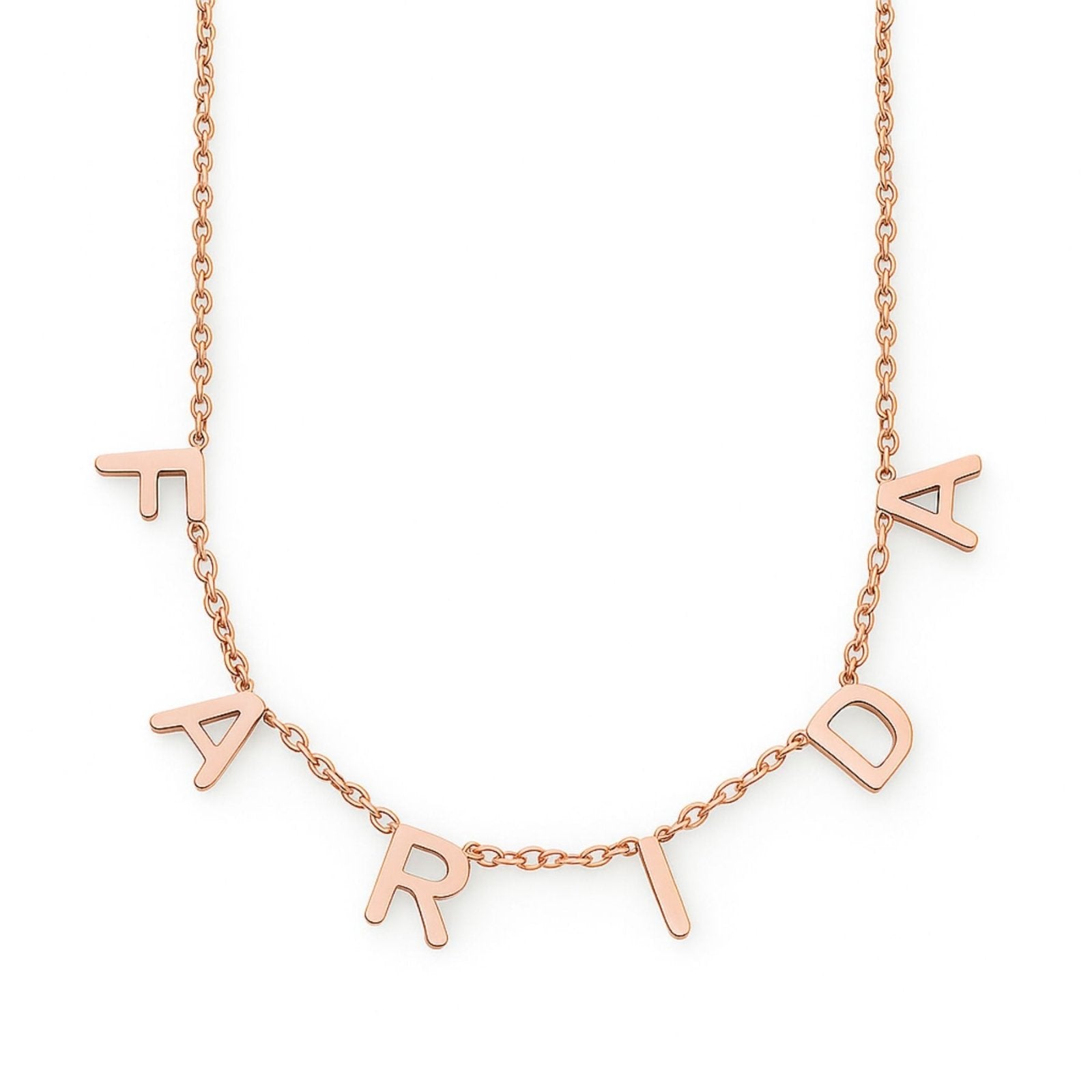 Collier prénom personnalisé, lettres suspendues en acier inoxydable, modèle Adeline