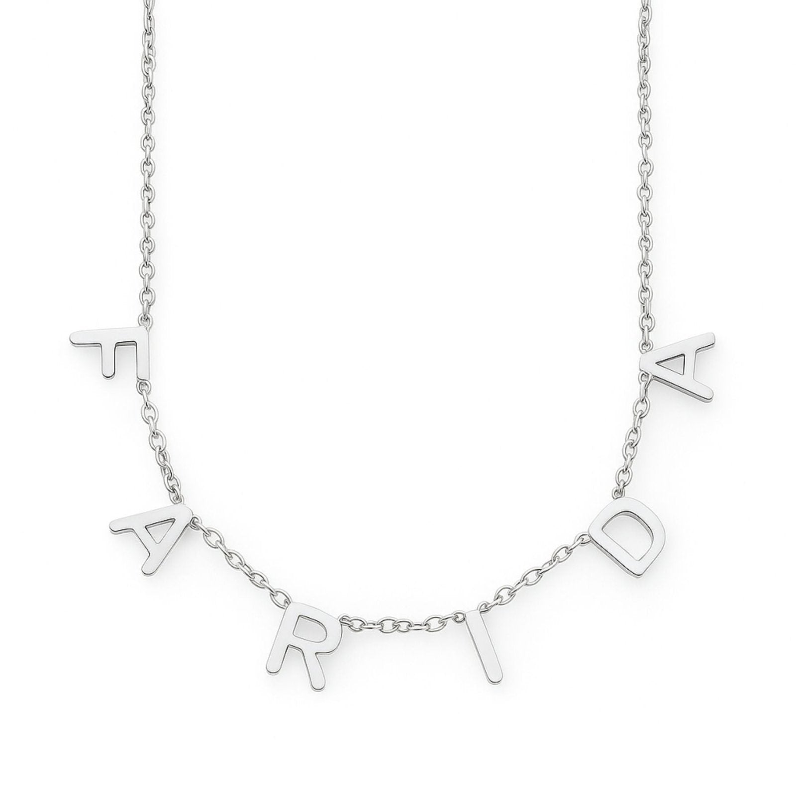 Collier prénom personnalisé, lettres suspendues en acier inoxydable, modèle Adeline