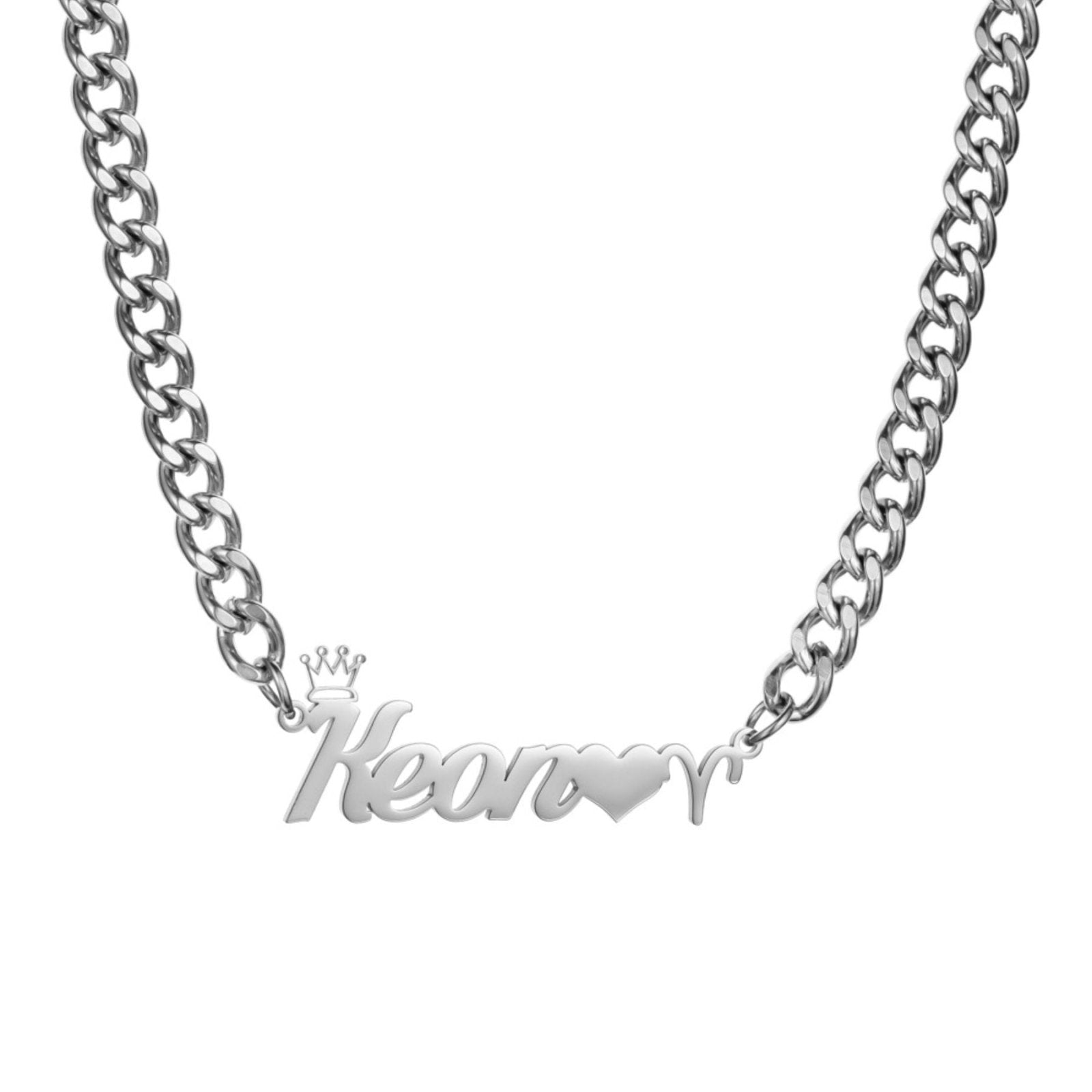 Collier prénom personnalisé pour homme, couronne et signe astrologique, en acier inoxydable