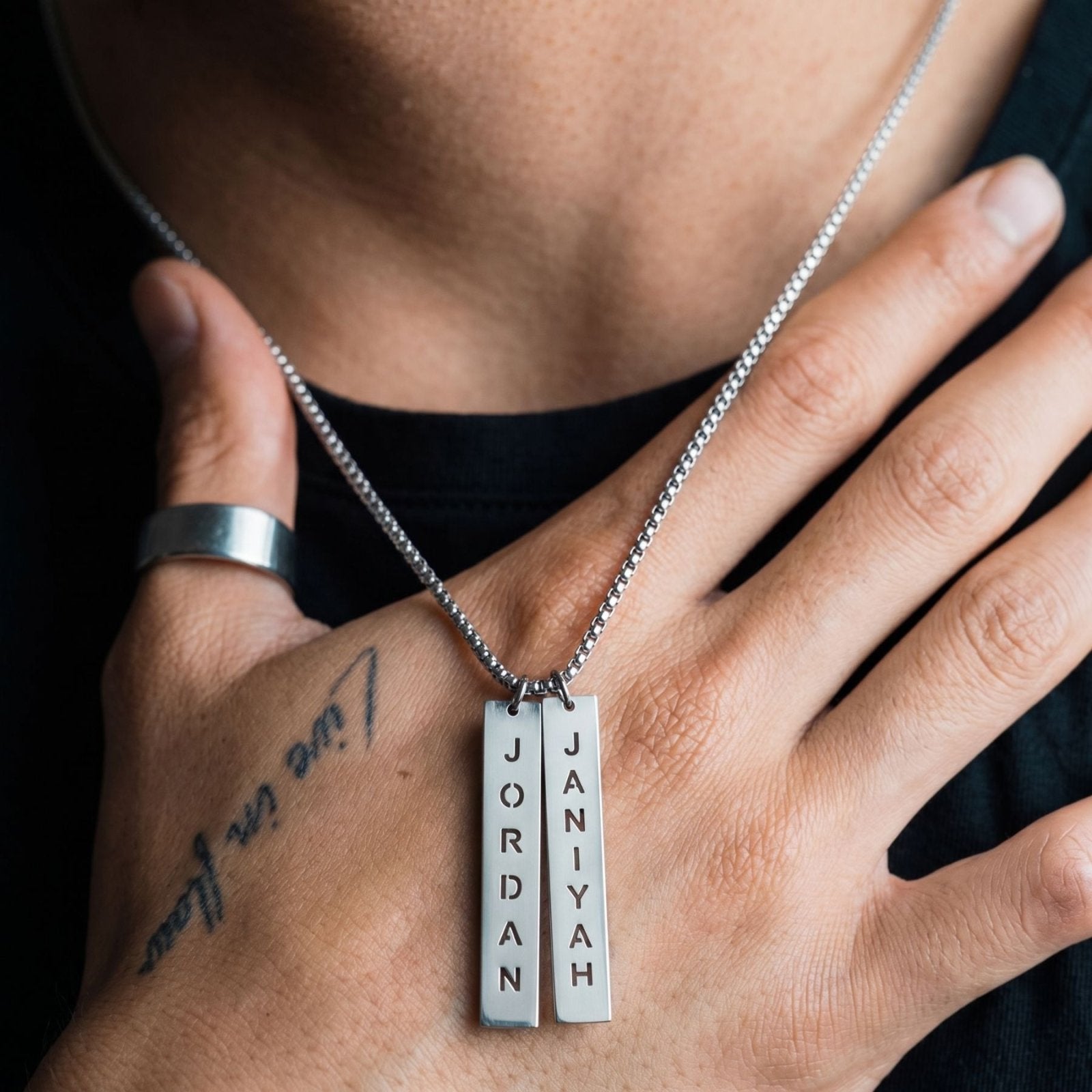 Collier prénom personnalisé pour homme, pendentif plaque rectangulaire, chaîne vénitienne