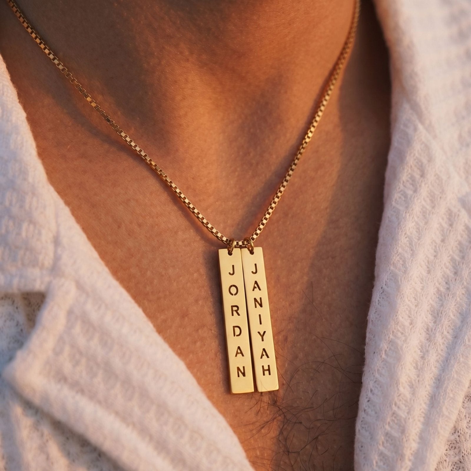 Collier prénom personnalisé pour homme, pendentif plaque rectangulaire, chaîne vénitienne
