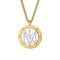 Collier prénom style géométrique, pendentif rond en acier inoxydable avec zircons, homme ou femme