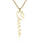 Collier prénom vertical personnalisé, typographie fine, en acier inoxydable, modèle Chiara