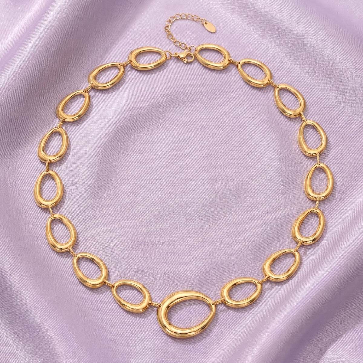 Collier ras de cou à maillons ovales pour femme, en acier inoxydable, design géométrique élégant et moderne