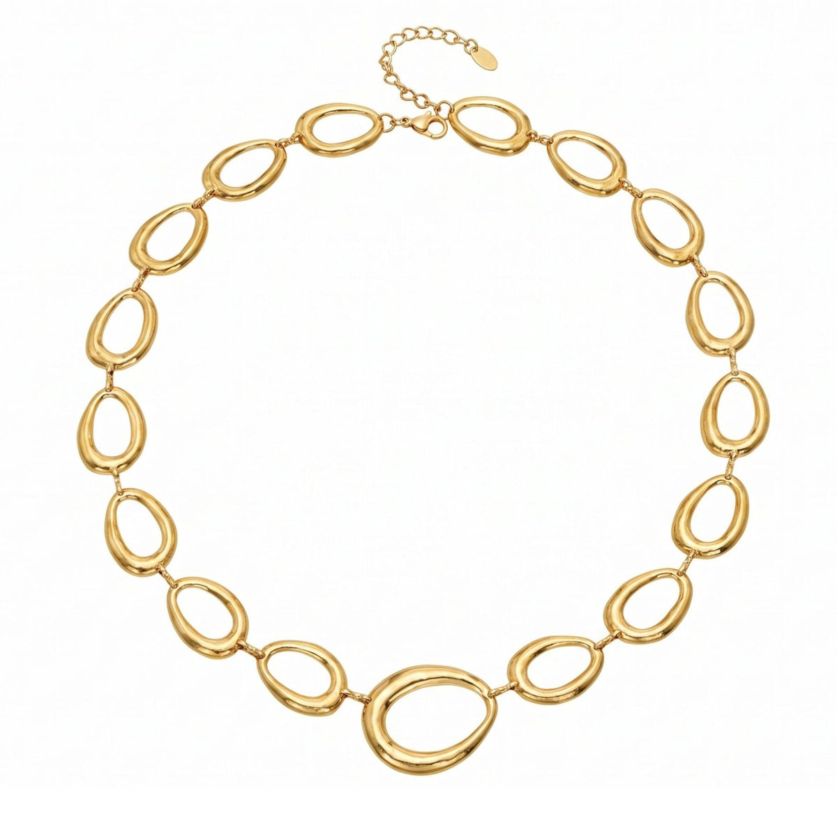 Collier ras de cou à maillons ovales pour femme, en acier inoxydable, design géométrique élégant et moderne