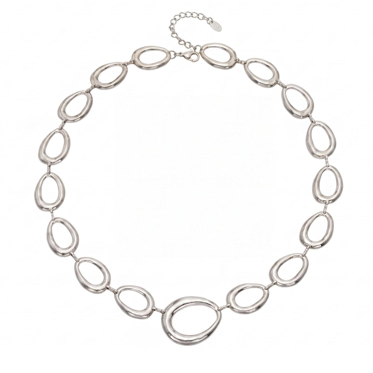 Collier ras de cou à maillons ovales pour femme, en acier inoxydable, design géométrique élégant et moderne