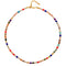 Collier ras - de - cou bohème, en pierres naturelles multicolores, perles cubiques et dorées