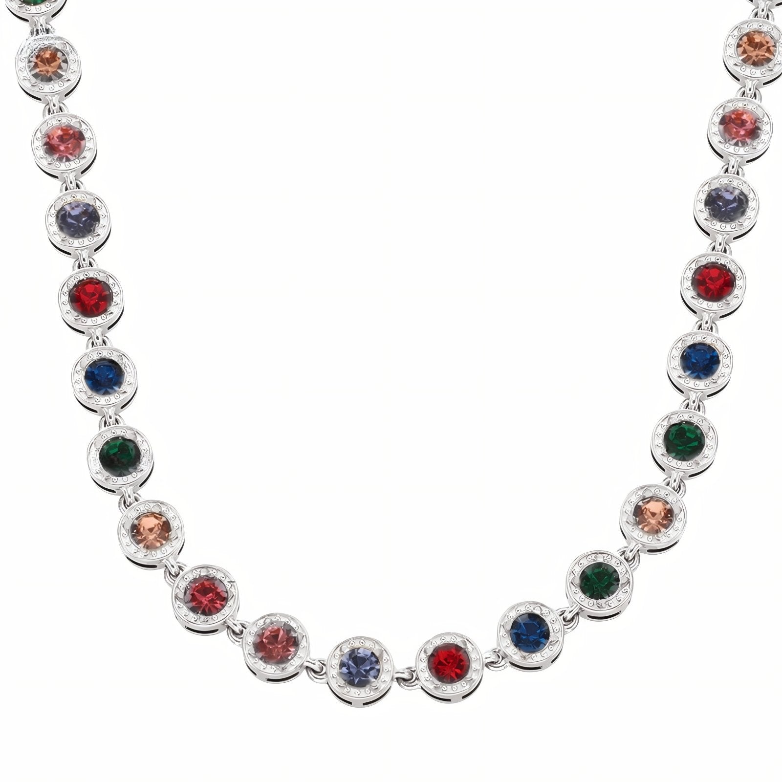 Collier ras - de - cou élégant pour femme, en acier inoxydable et zircon multicolore ou blanc