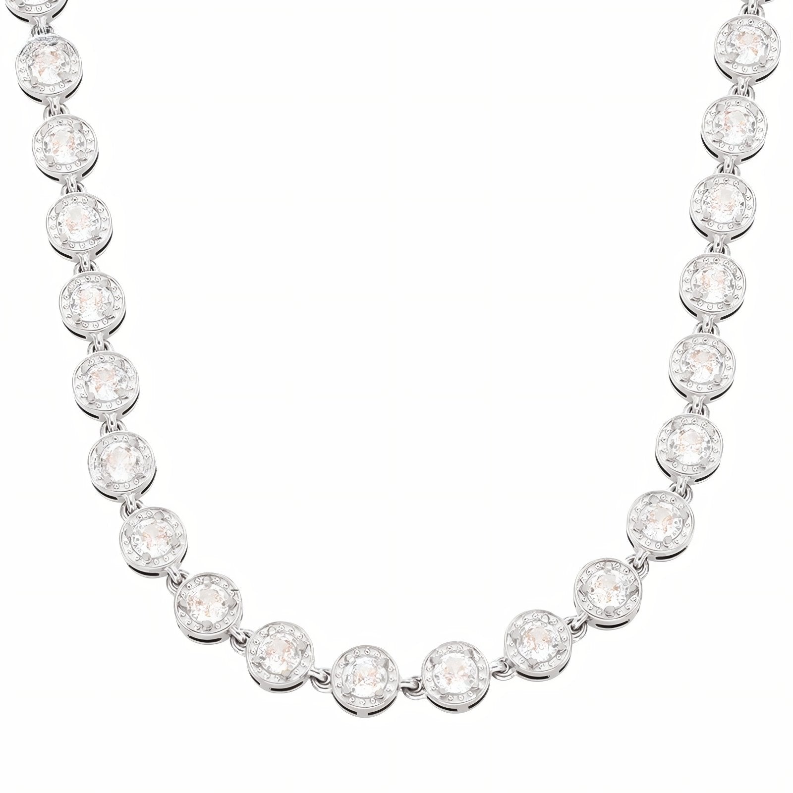 Collier ras - de - cou élégant pour femme, en acier inoxydable et zircon multicolore ou blanc