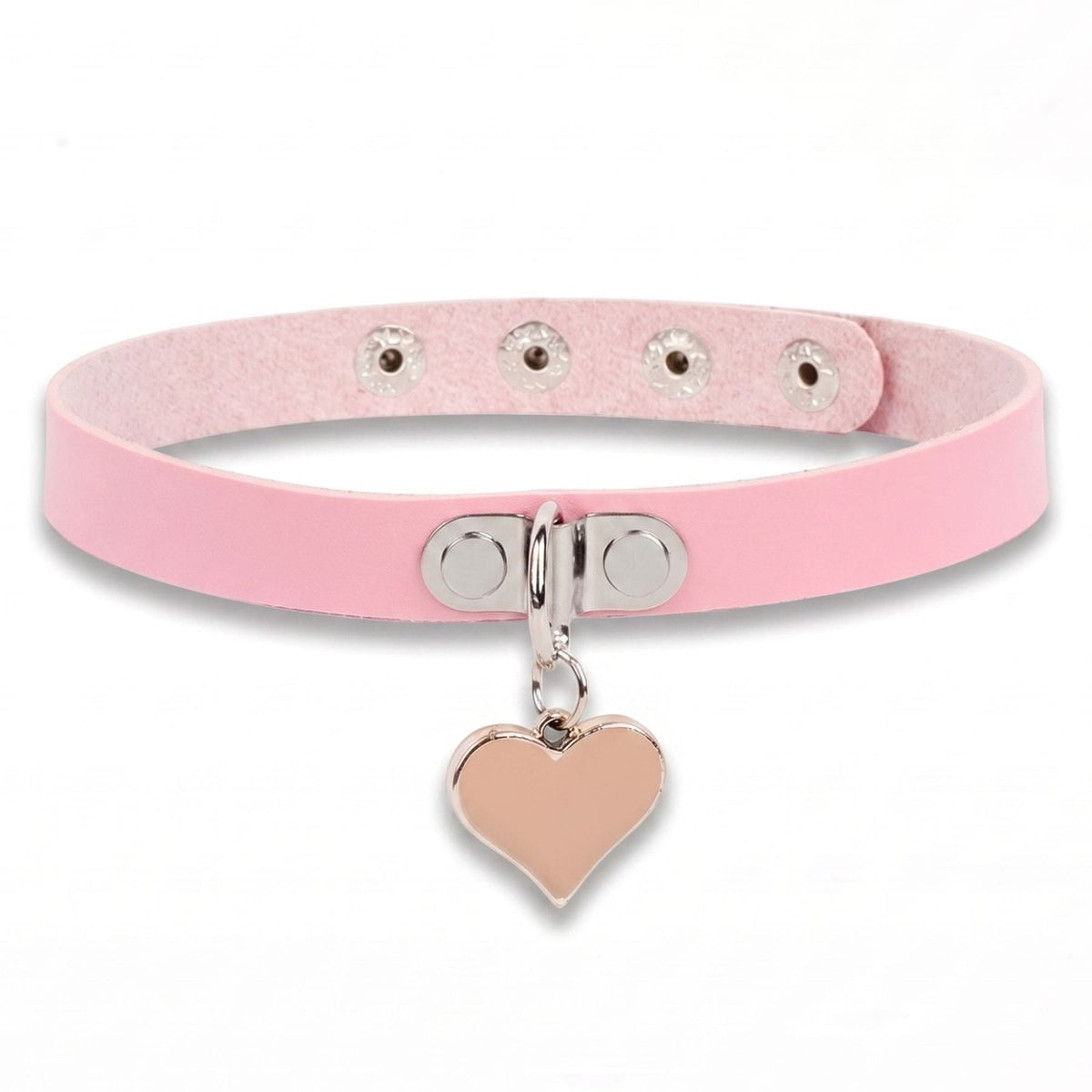 Collier ras de cou emo pour femme, en simili cuir noir, avec pendentif cœur