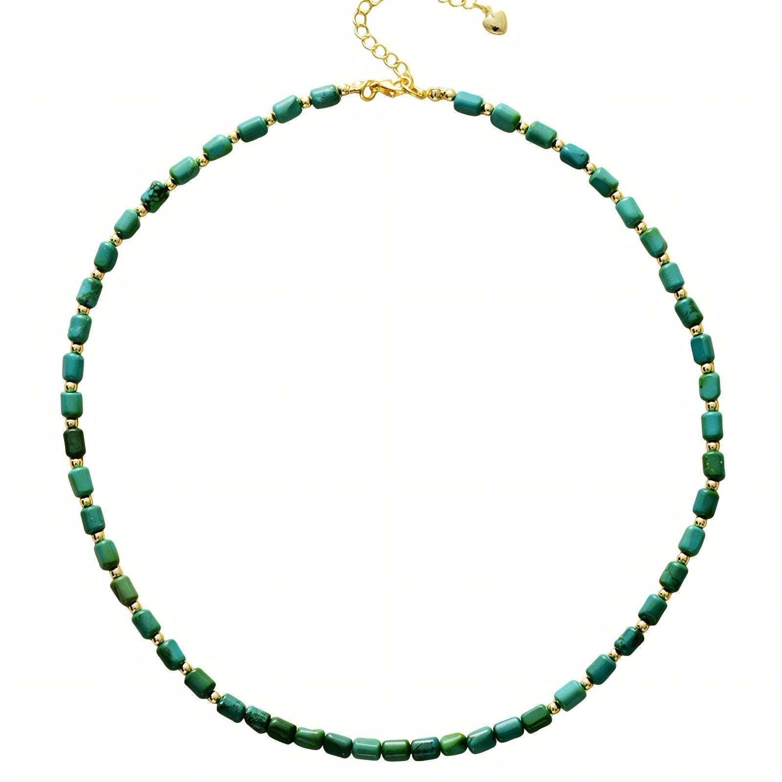 Collier ras - de - cou en pierres de turquoise naturelle, perles cylindriques, style bohème