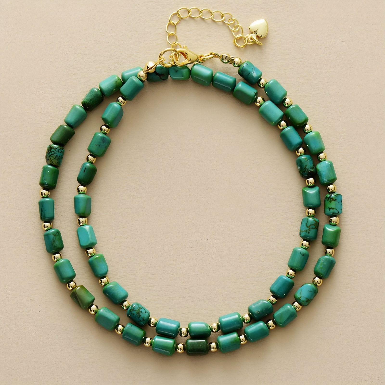 Collier ras - de - cou en pierres de turquoise naturelle, perles cylindriques, style bohème