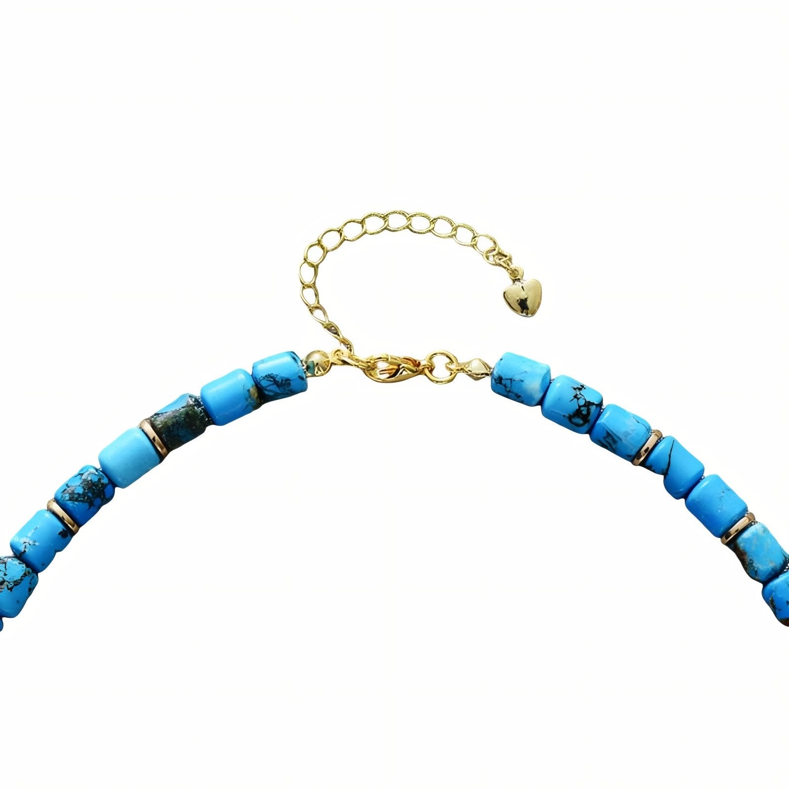 Collier ras - de - cou en pierres de turquoise naturelle, perles cylindriques, style bohème