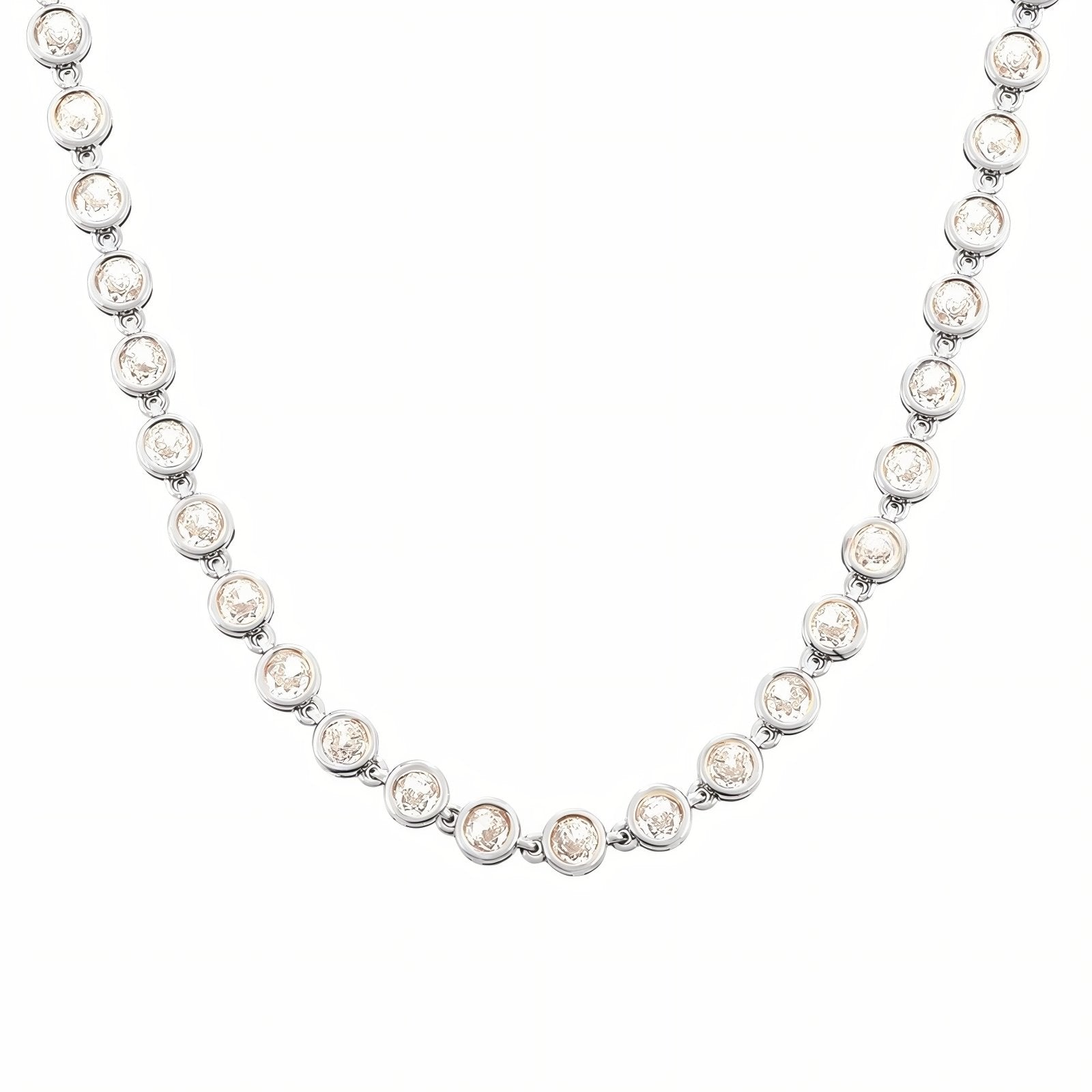 Collier ras - de - cou glamour pour femme, maille sertie avec zircon, en acier inoxydable