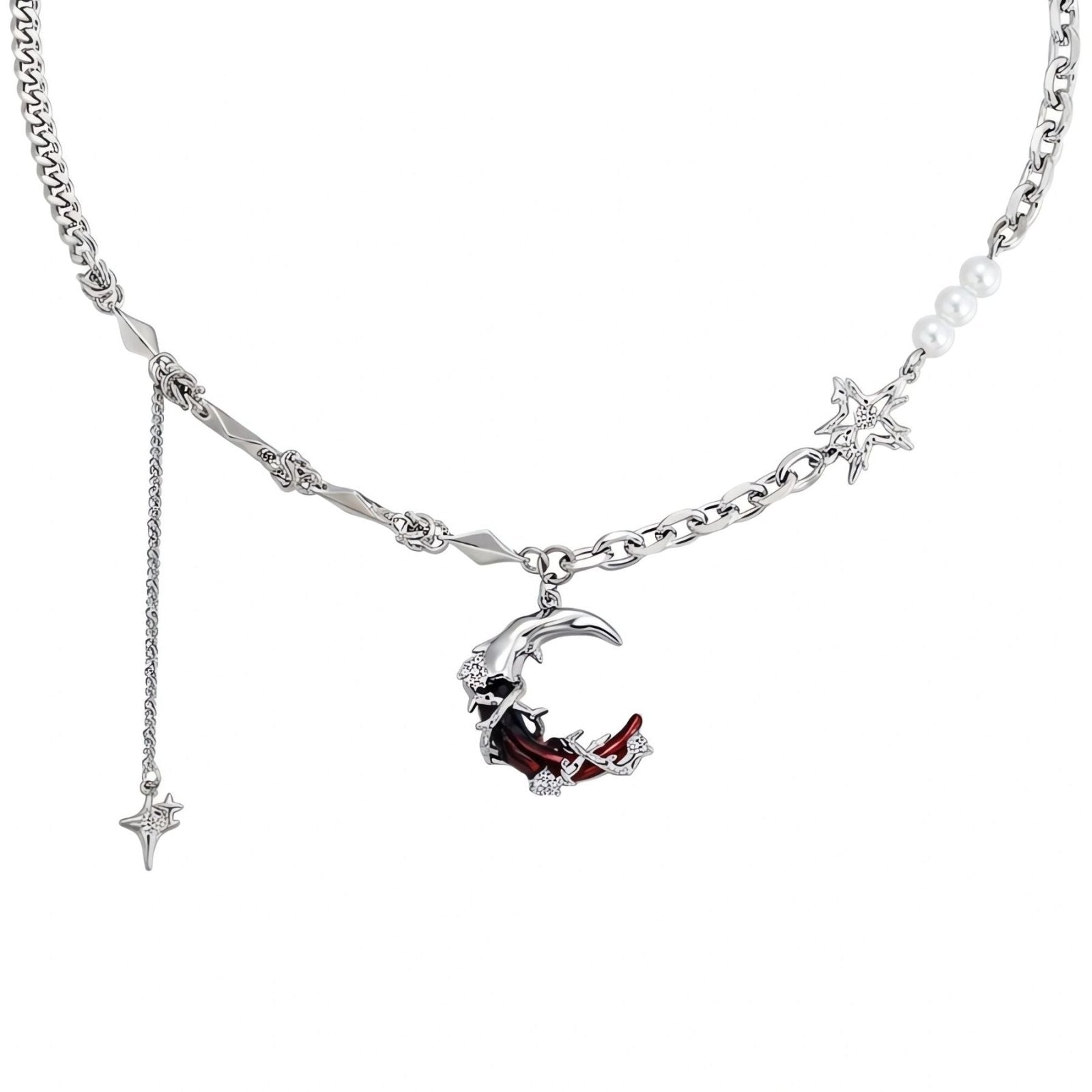 Collier ras de cou gothique pour femme, en alliage métallique, avec pendentif croissant de lune