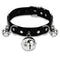 Collier ras de cou gothique pour femme, en simili cuir noir, avec clochettes métallique