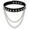 Collier ras de cou gothique pour femme, en simili cuir noir, avec double chaîne et clous coniques