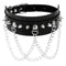 Collier ras de cou gothique pour femme, en simili cuir noir, avec multi-chaînes et clous argentés