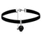 Collier ras de cou gothique pour femme, en simili cuir noir, avec pendentif fraise