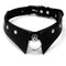 Collier ras de cou gothique pour femme, faux col en simili cuir noir, avec anneau argenté
