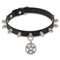 Collier ras de cou gothique punk pour femme, en simili cuir noir, avec pendentif pentagramme et clous argentés