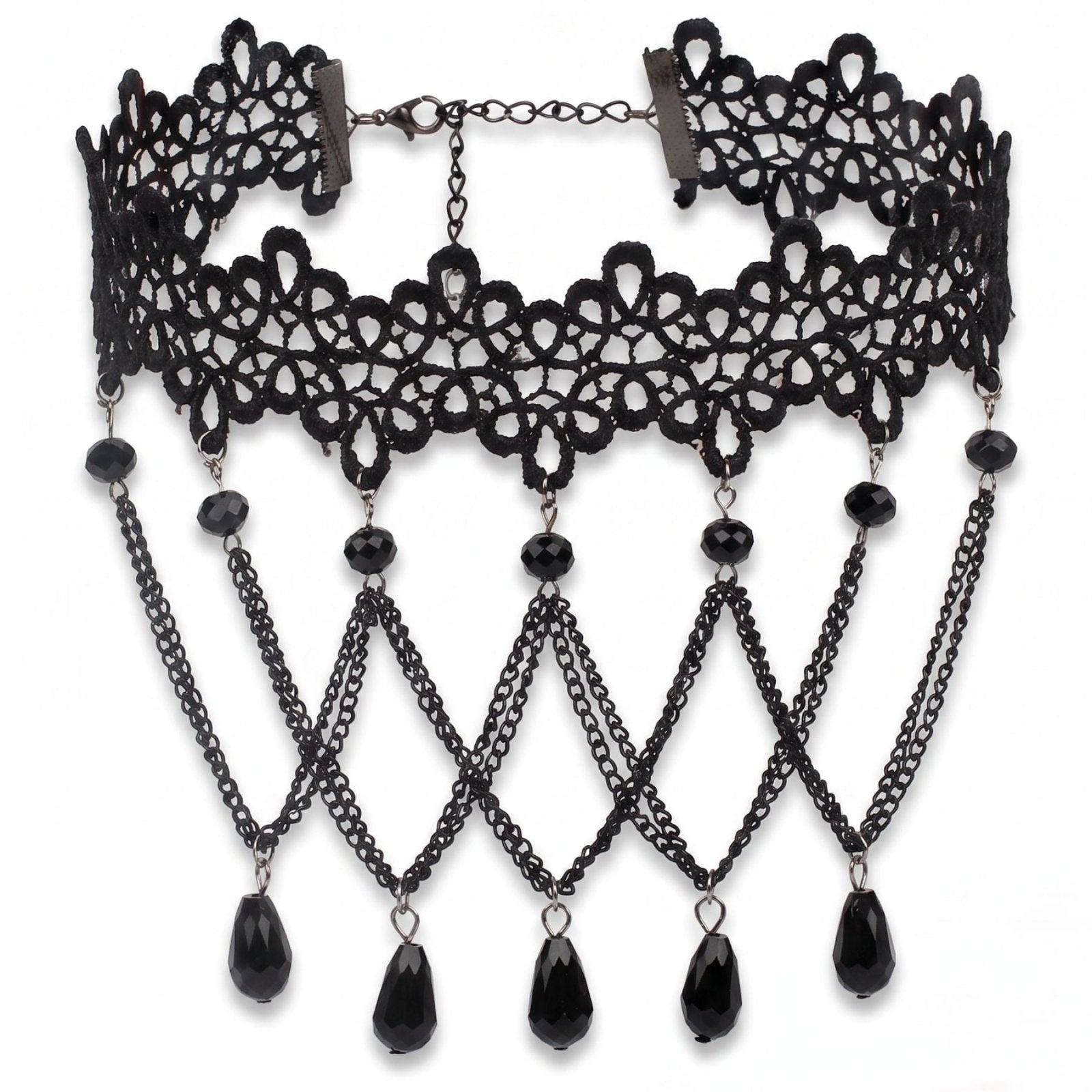 Collier ras de cou gothique victorien pour femme, en dentelle noire