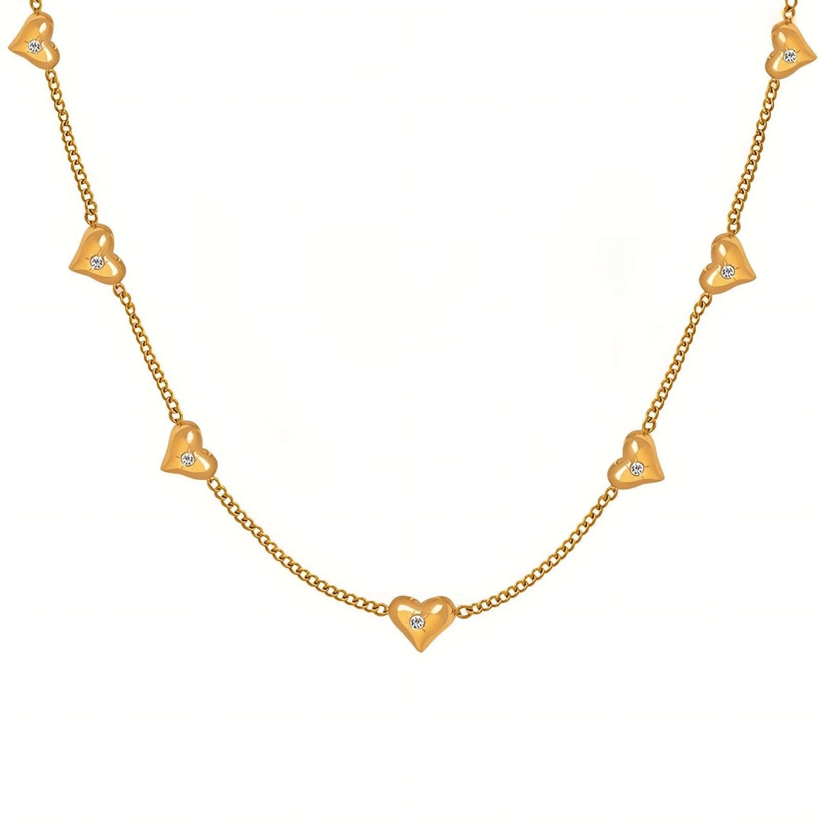 Collier ras - de - cou multi - cœurs pour femme, avec zircon, en acier inoxydable