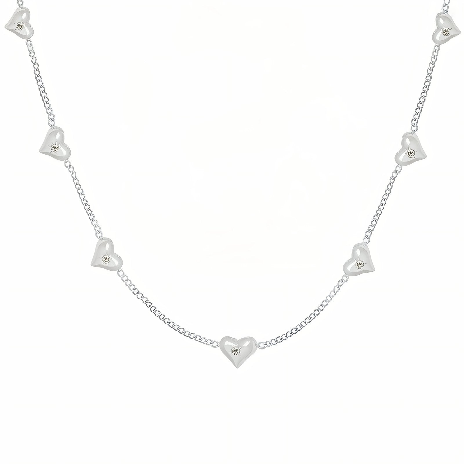 Collier ras - de - cou multi - cœurs pour femme, avec zircon, en acier inoxydable