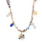 Collier ras - du - cou à foulard pour femme, pendentif cœur rose en zircons ou fleur bleue en perles, en acier inoxydable