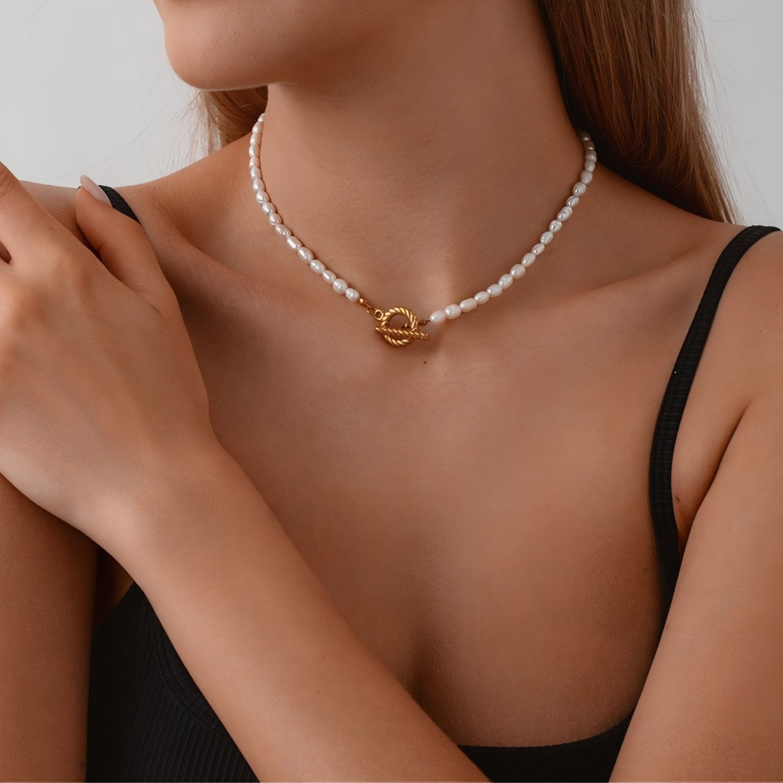 Collier ras - du - cou baroque pour femme, en perles d’eau douce , style vintage