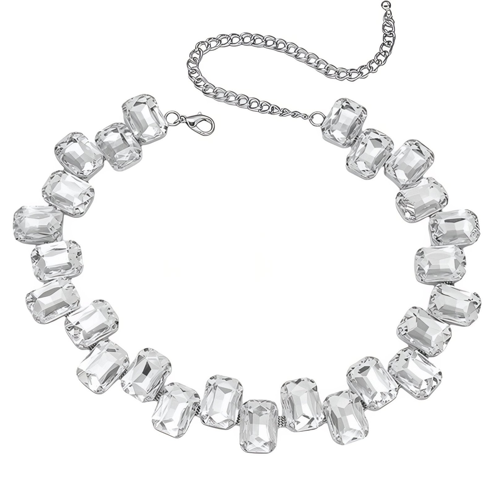 Collier ras - du - cou chunky avec cristaux taillés multicolores, look glamour