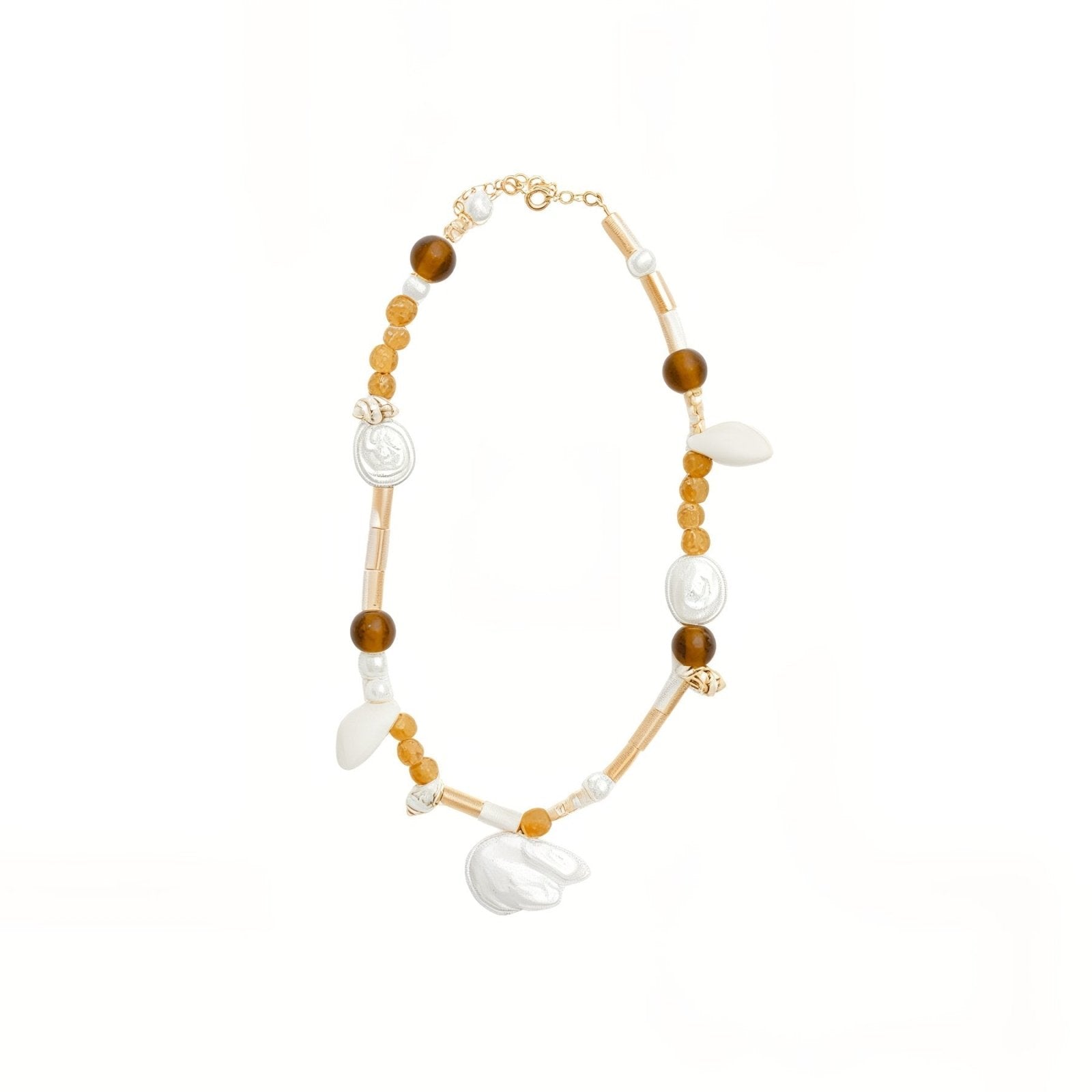 Collier ras - du - cou coquillage et perles, style bohème naturel, modèle Cynthia