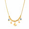 Collier ras du cou doré, style charms, pendentifs papillons et œil bleu, acier titane, modèle Angelina