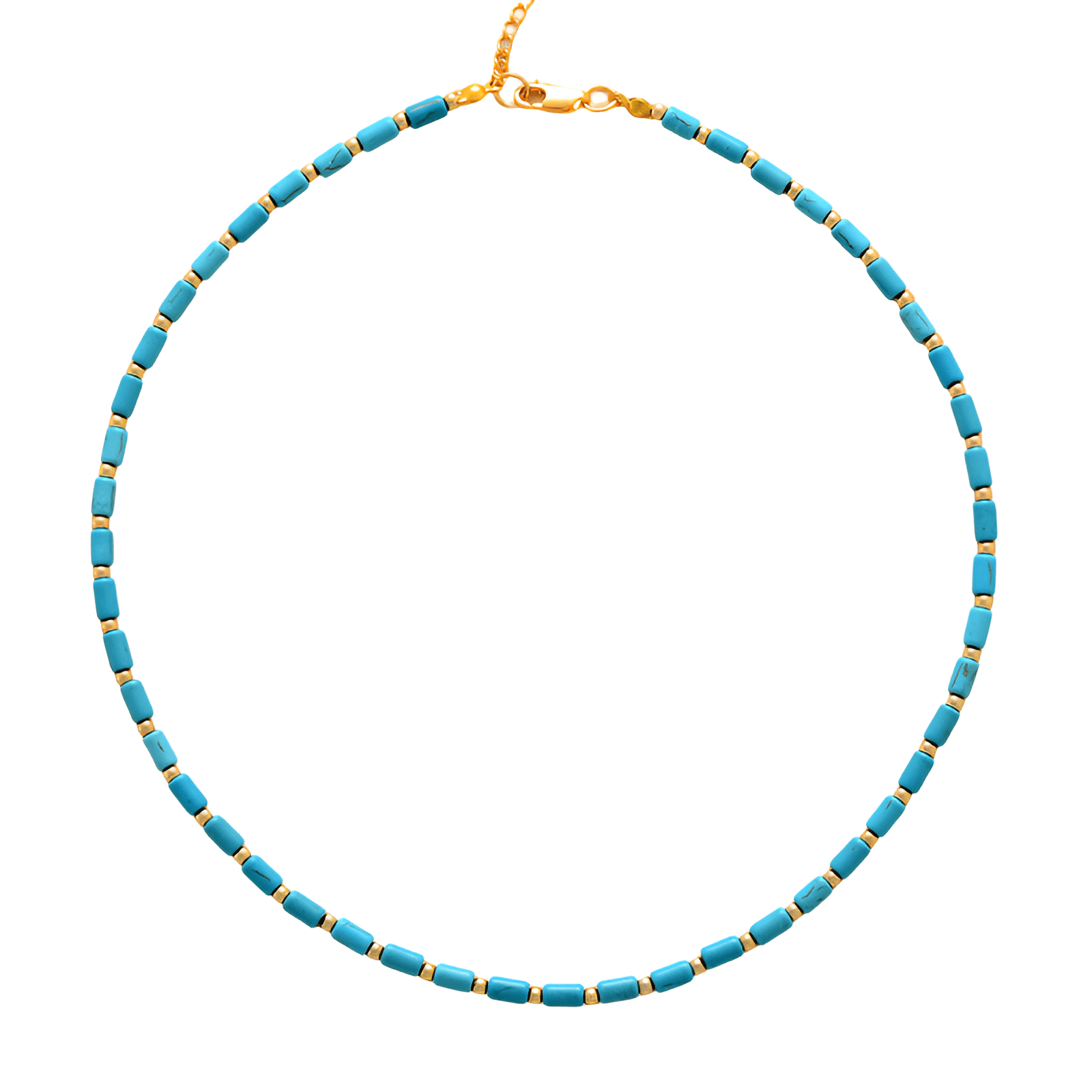 Collier ras - du - cou en pierre naturelle, perles tubes et finitions dorées pour femme, modèle Malika