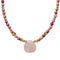 Collier ras - du - cou en pierres naturelles, quartz rose ou œil de tigre, perles fines dorées et pendentif goutte