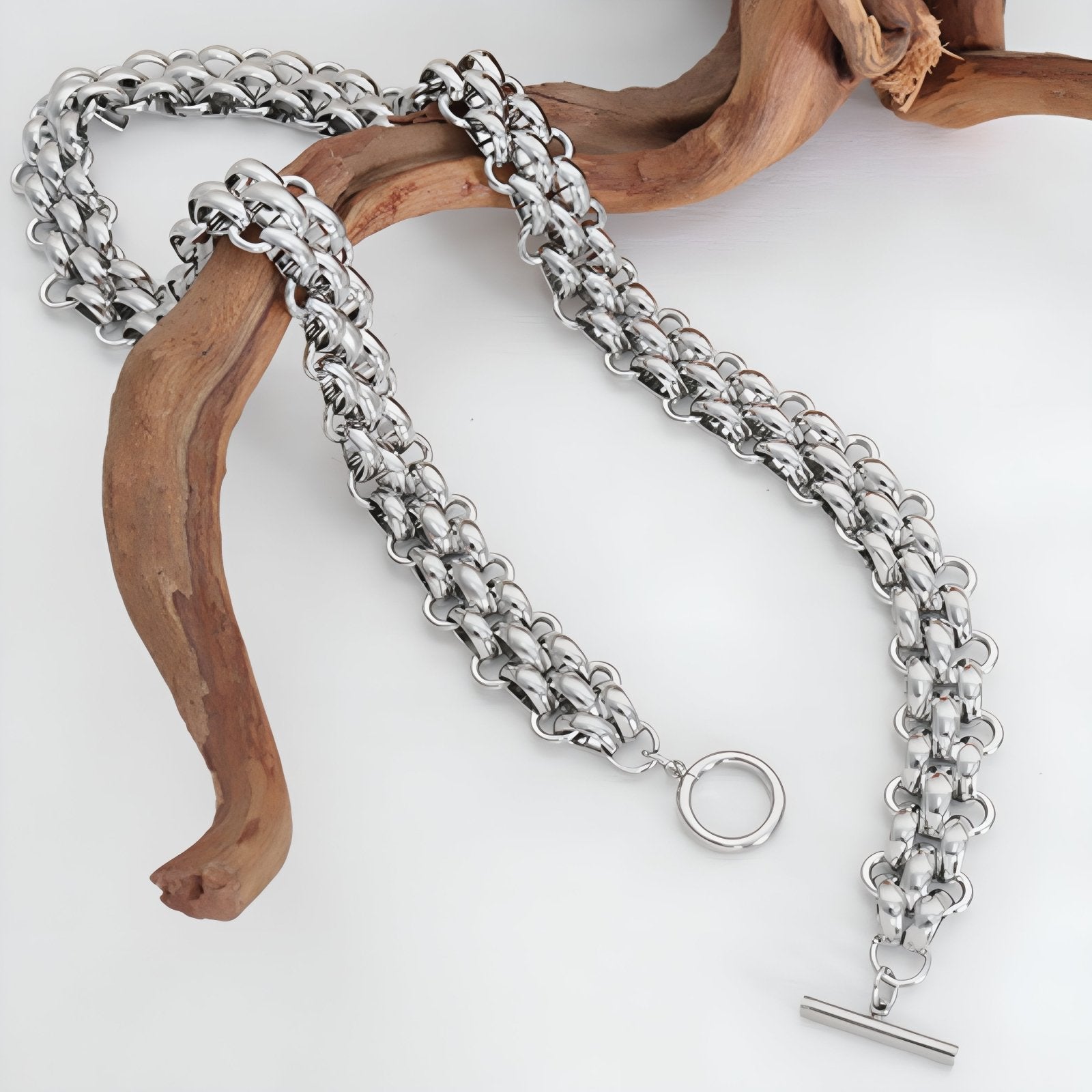 Collier ras - du - cou épais pour femme, maille royale, en acier inoxydable