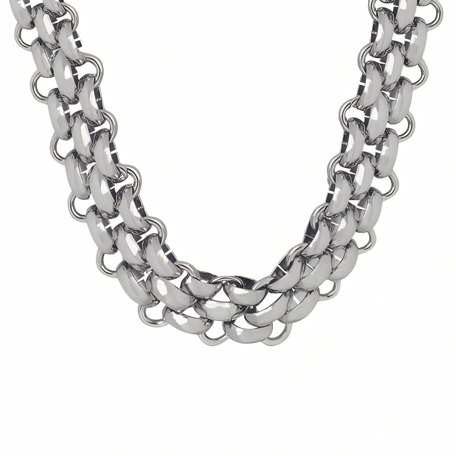 Collier ras - du - cou épais pour femme, maille royale, en acier inoxydable