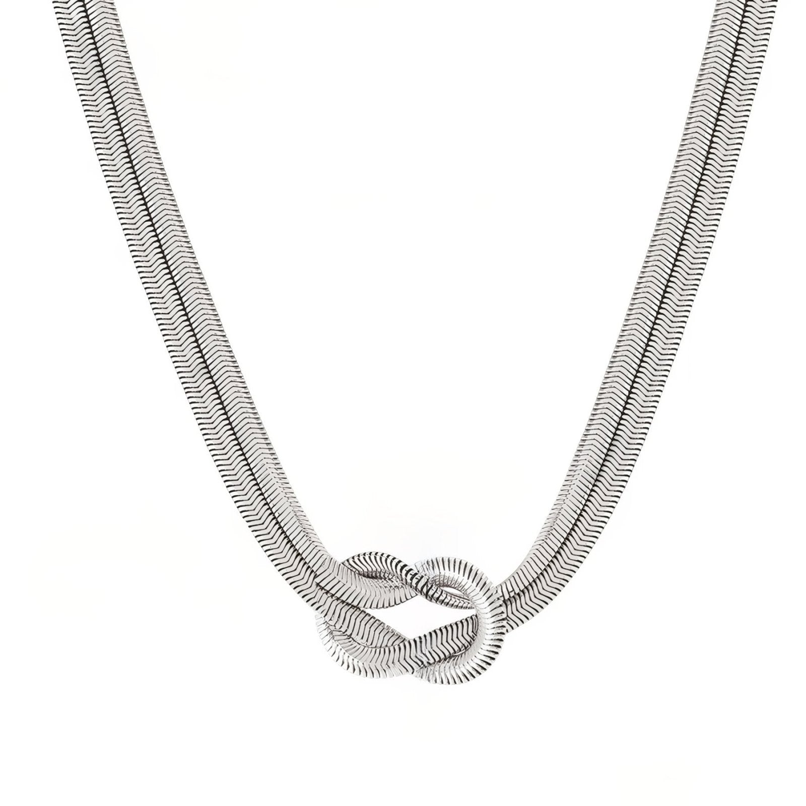 Collier ras du cou moderne pour femme, double chaîne torsadée avec noeud central, en acier inoxydable