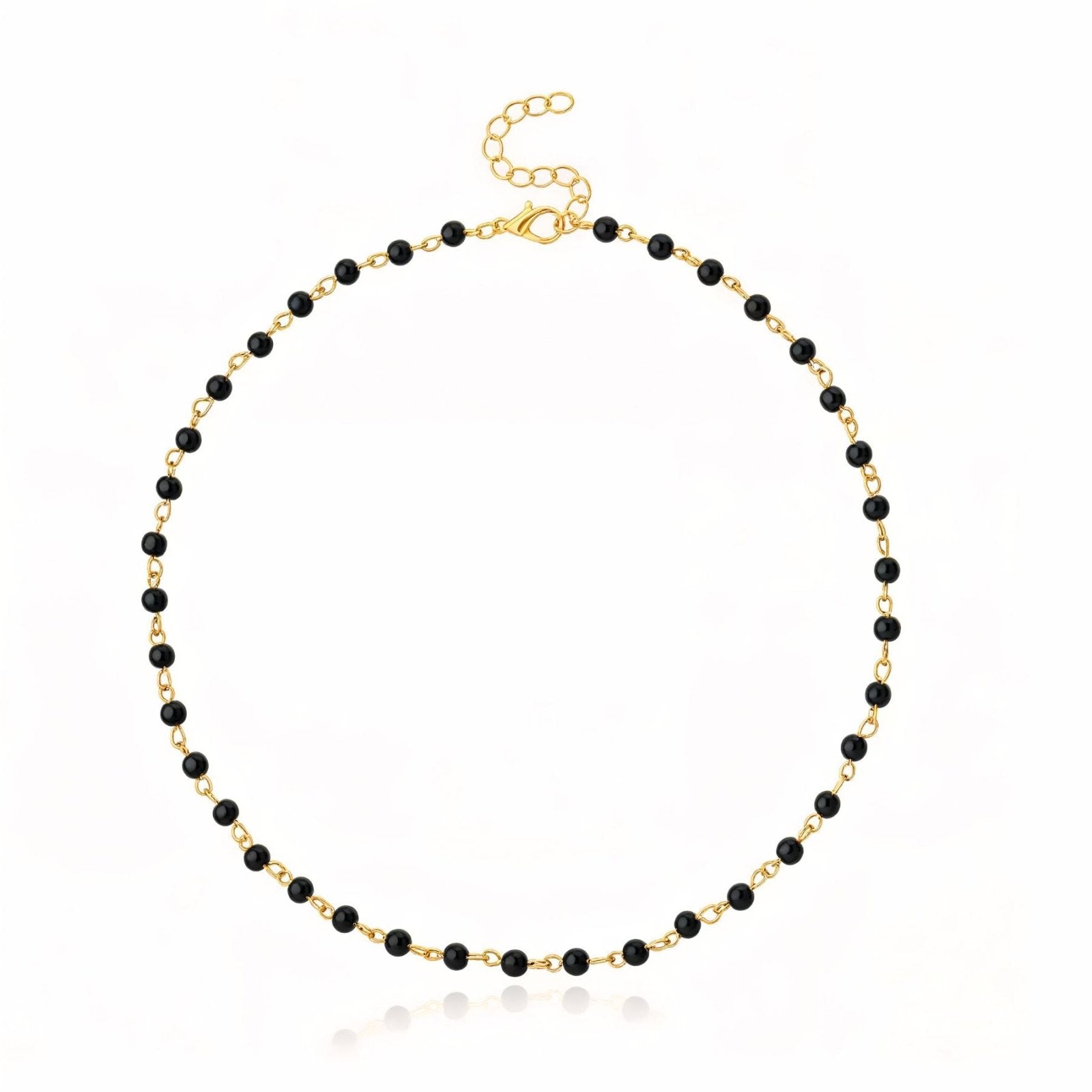Collier ras - du - cou perles rondes, maille câble fine, perles blanches ou noires, style minimaliste, modèle Ambrine