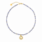 Collier ras - du - cou pierres naturelles de sodalite, pendentif soleil, doré 18K, modèle Regina