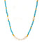 Collier ras - du - cou pour femme, avec perles d'eau douce et pierres naturelles de turquoise, style bohème chic