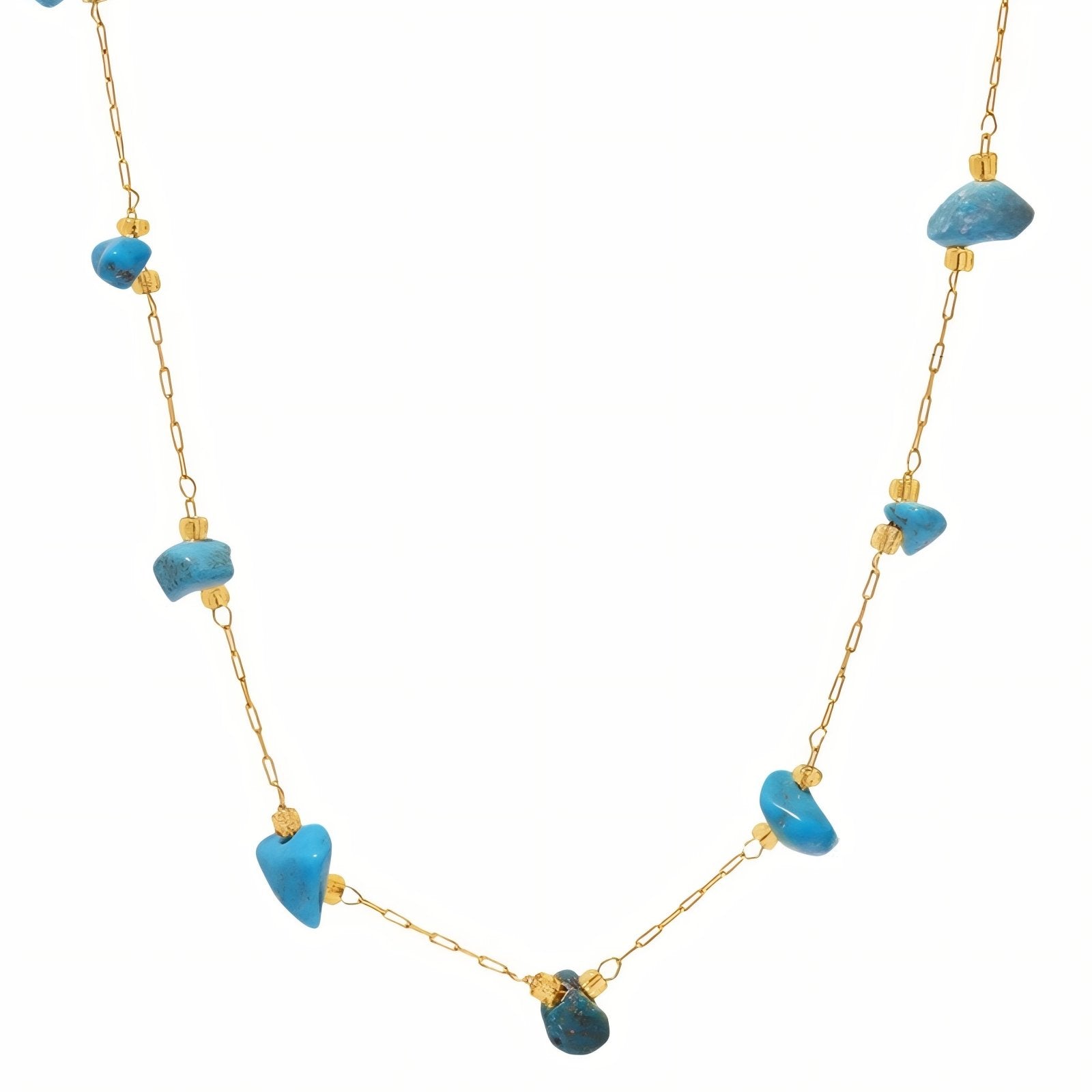Collier ras - du - cou pour femme, avec pierres naturelles, en acier inoxydable, style bohème