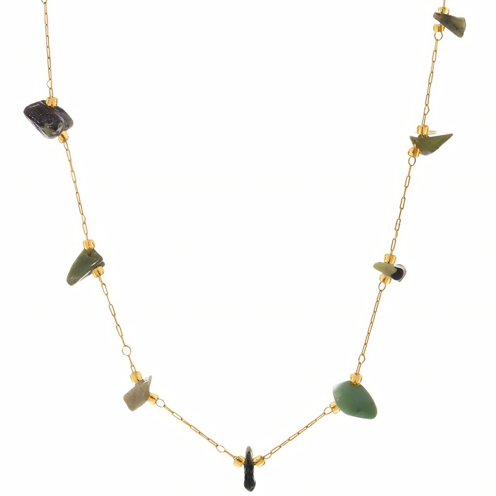 Collier ras - du - cou pour femme, avec pierres naturelles, en acier inoxydable, style bohème