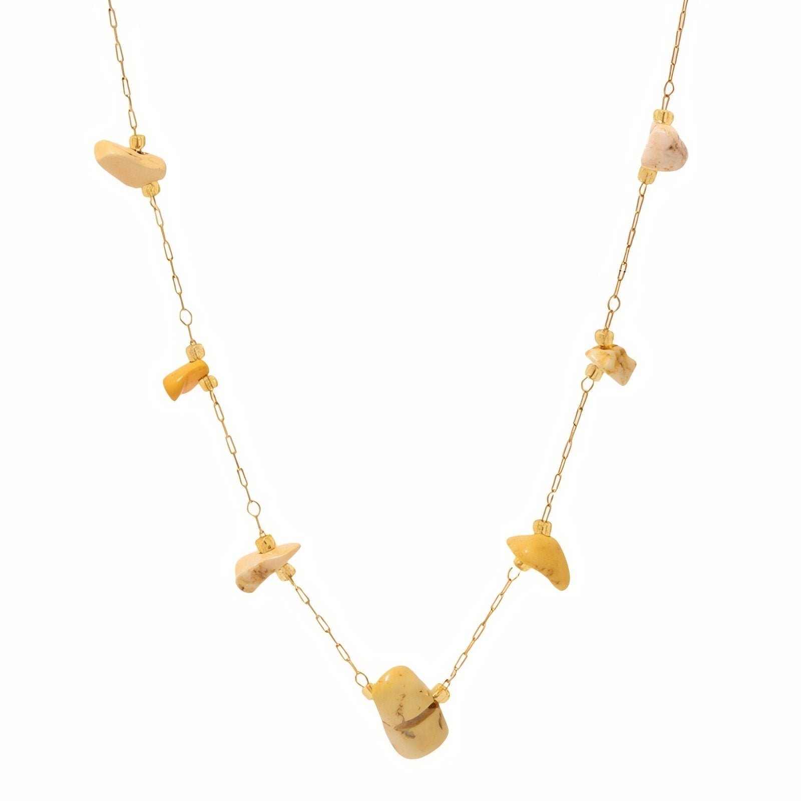 Collier ras - du - cou pour femme, avec pierres naturelles, en acier inoxydable, style bohème