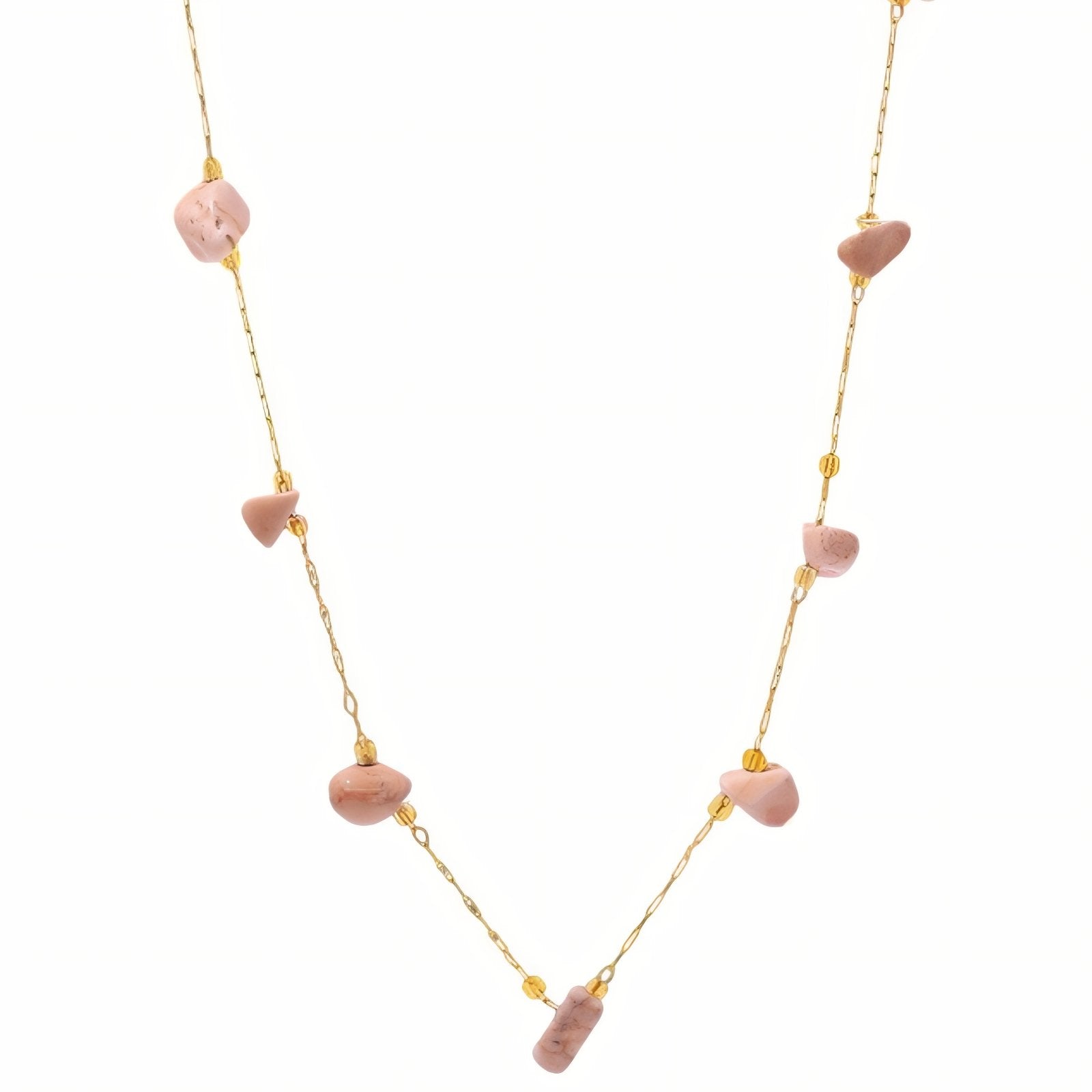 Collier ras - du - cou pour femme, avec pierres naturelles multicolores, en acier inoxydable