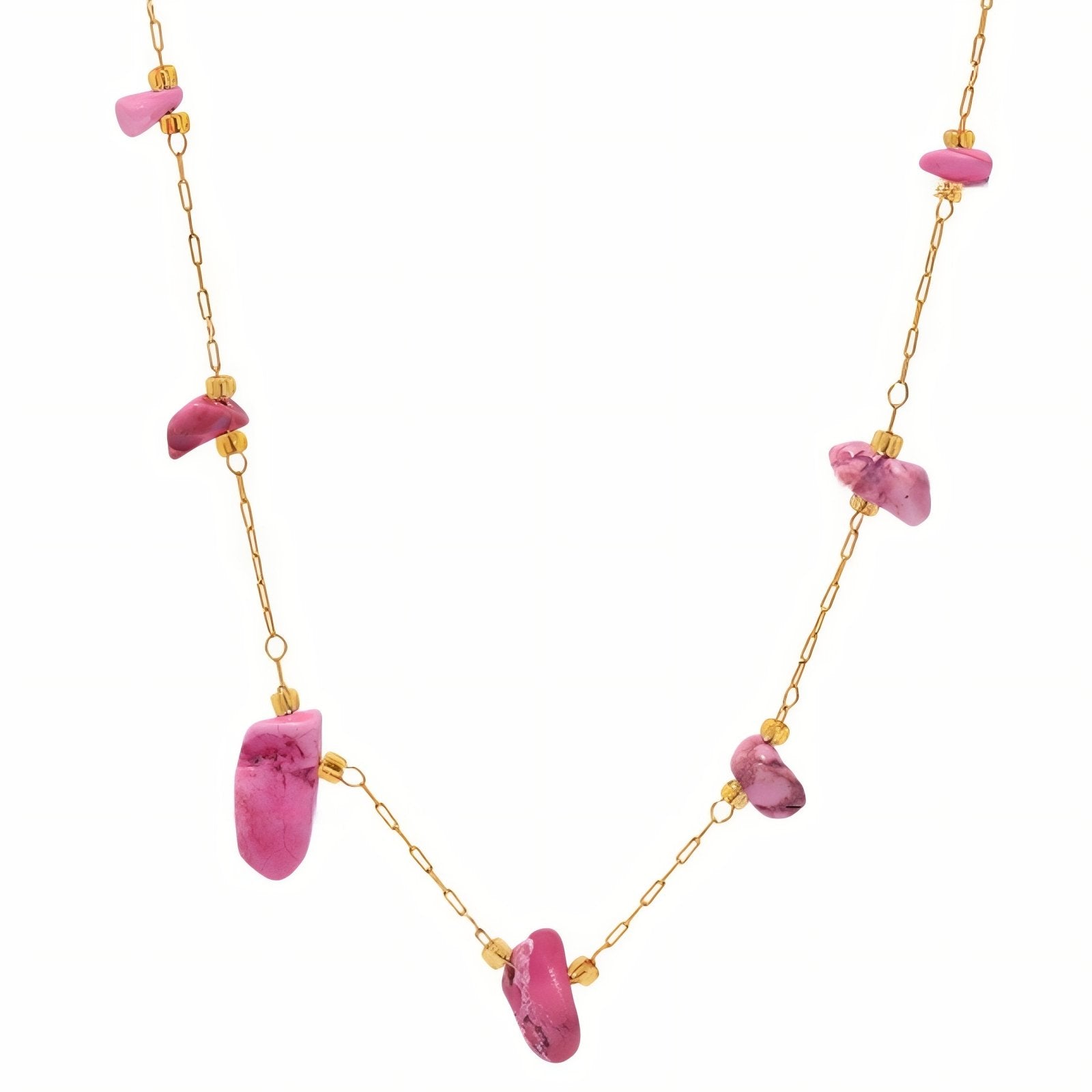 Collier ras - du - cou pour femme, avec pierres naturelles multicolores, en acier inoxydable