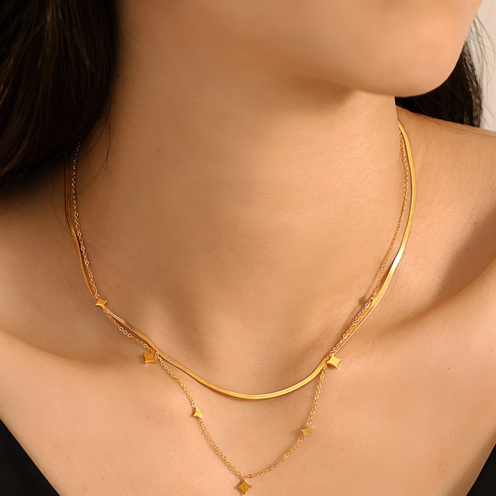 Collier ras - du - cou pour femme, chaine maille serpent, en acier inoxydable