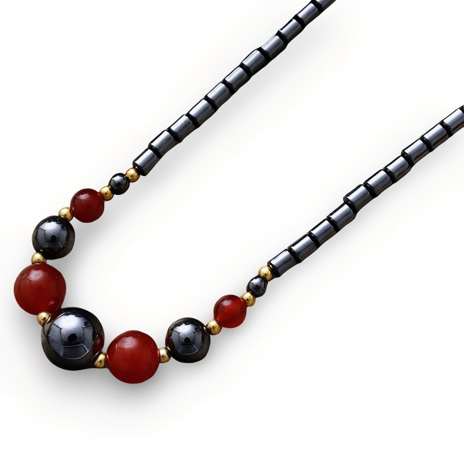Collier ras - du - cou pour femme, en pierres naturelles cornaline et hématite, style ethnique